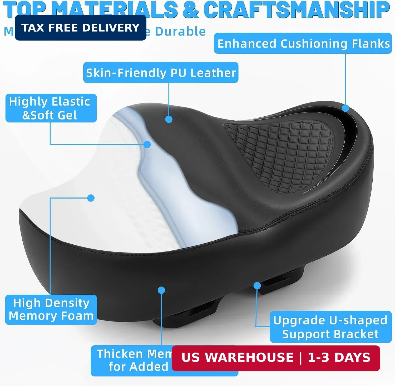 CDYWD New Noseless Bike Seat for Men Women Comfort, Extra Wide Soft Padded Bicyc