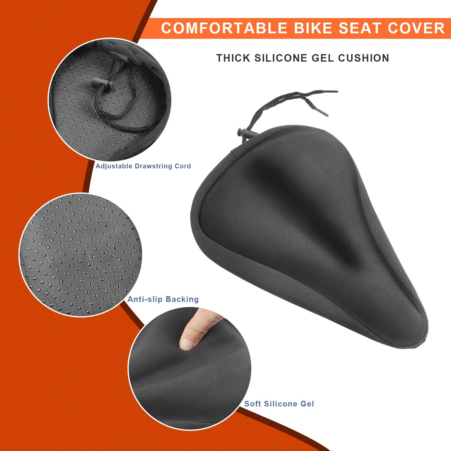 2-Pack Bike Seat Cover Comfort Cushion Cover Soft Padded Mountain Bicycle Saddle