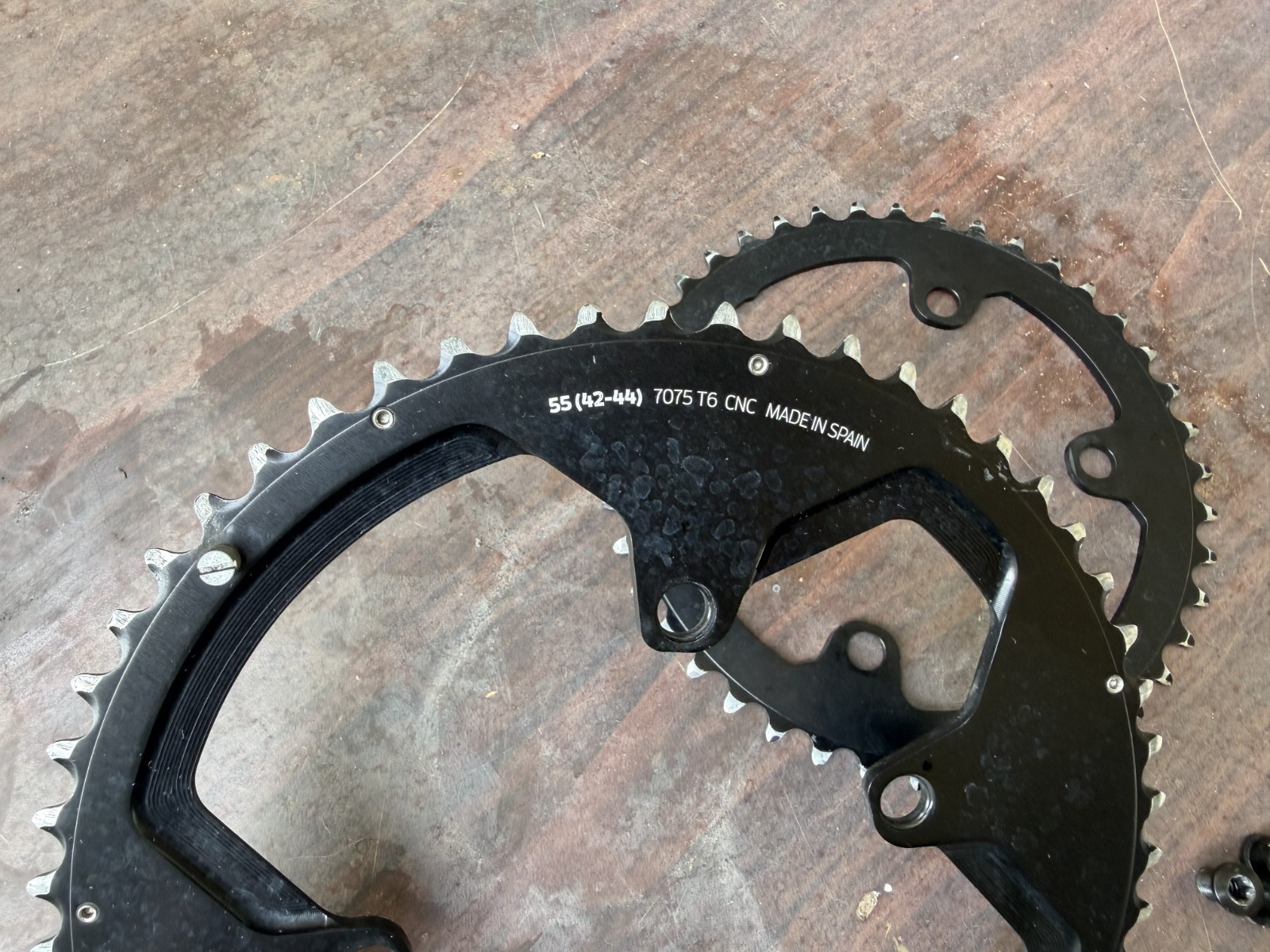 ROTOR 55-42 chain ring set CNC’d from 7075 T6 Aluminum, 110BCD