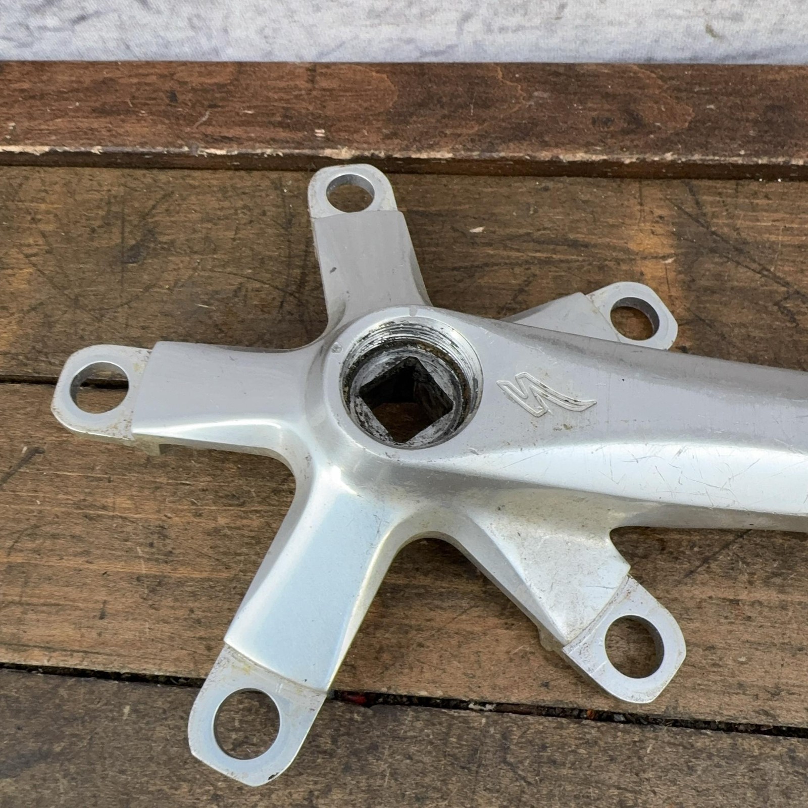 Vintage Specialized Crank Set 175 Mm Triple Square Taper 110 BCD S Logo MTB