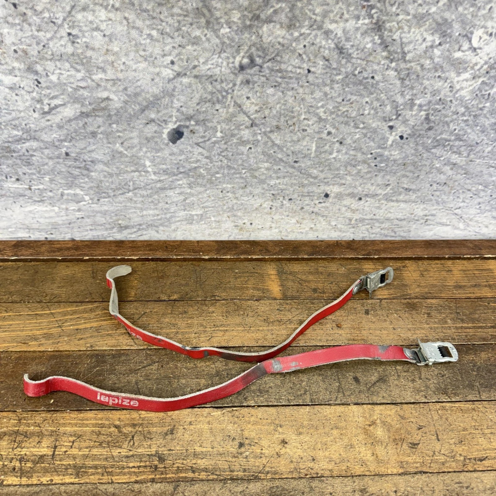 Vintage Lapize Toe Straps Red Leather Steel 80s 70s Road Track Bike Pair Set