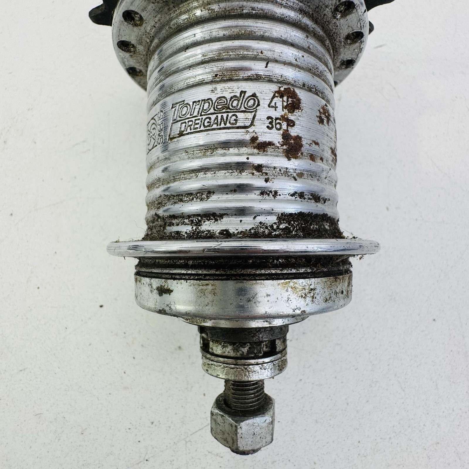 Vintage Sachs Torpedo Dreigang Coaster Hub 3 Speed 36H 110mm Silver Germany A53