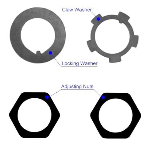 Front Wheel Hub Spindle Lock Nut Kits, Front Axle Hub Adjusting Set of 4