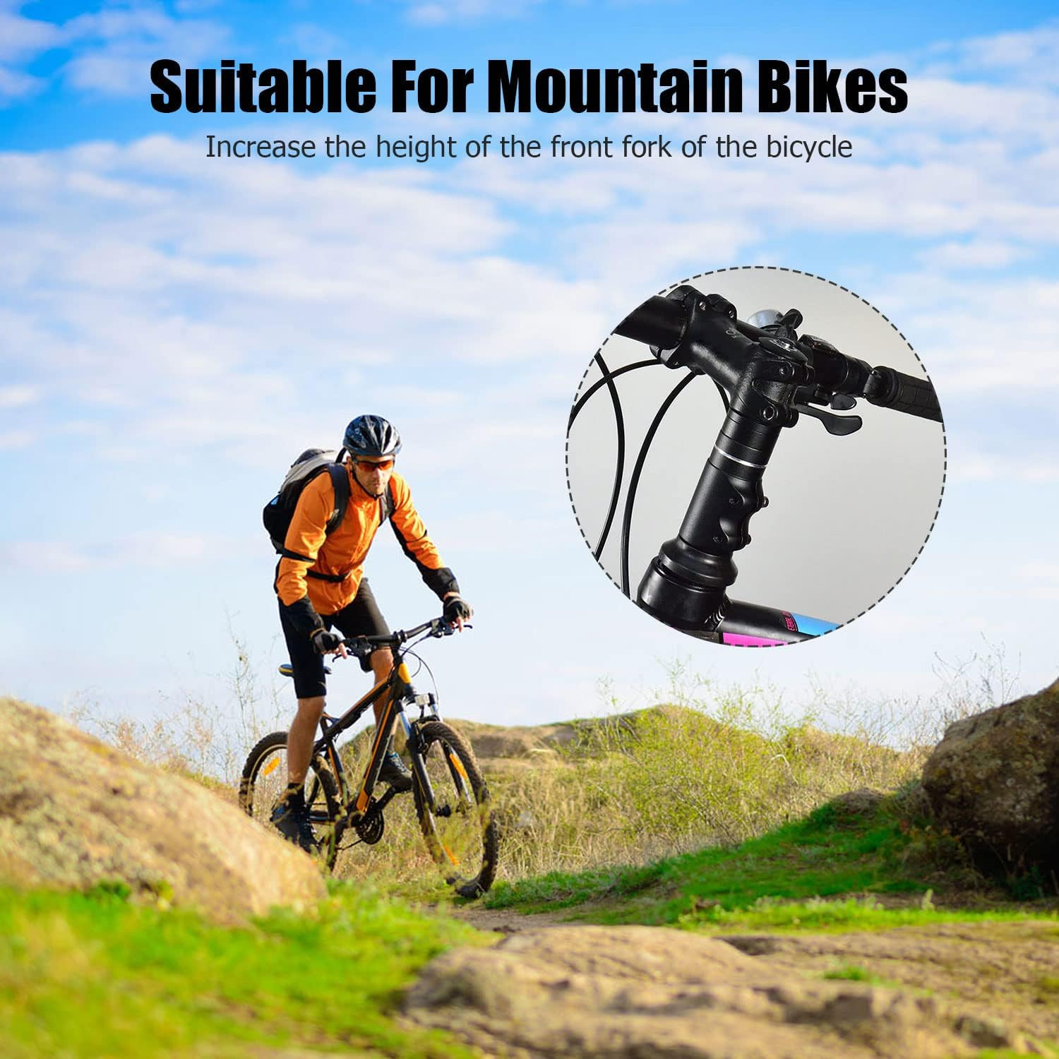 Mountain Bike Handlebar Front Fork Stem Riser Extender Extension Head Up Adaptor