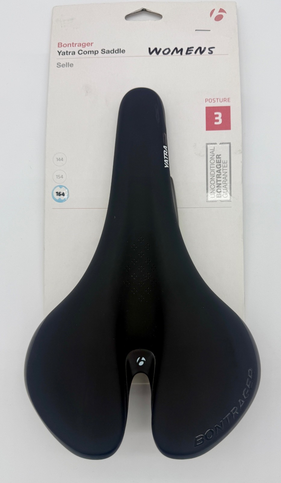 Bontrager Yatra Comp Women’s Saddle 164mm Black CrMo Rails Posture 3 New Old Sto
