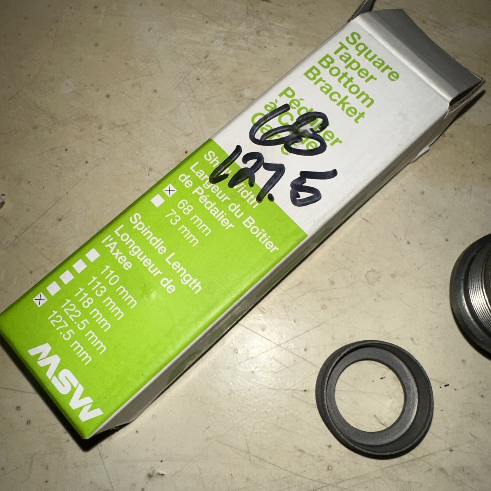 MSW Square Taper Bottom Bracket English BSA 68mm x 127.5mm Road MTB Bike ST100