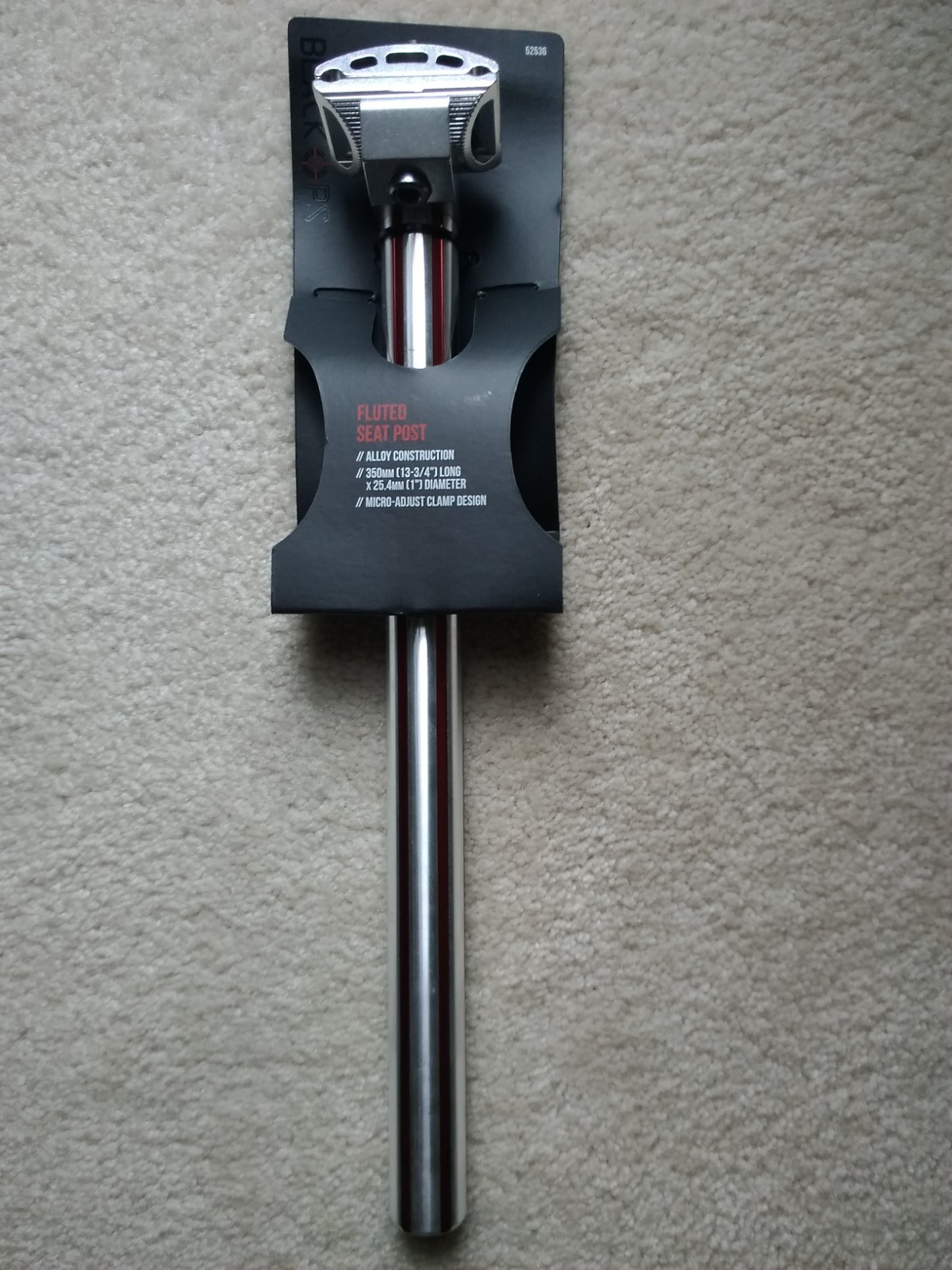 Black Ops alloy seatpost,25.4,350mm,micro adjust clamp,sil,red