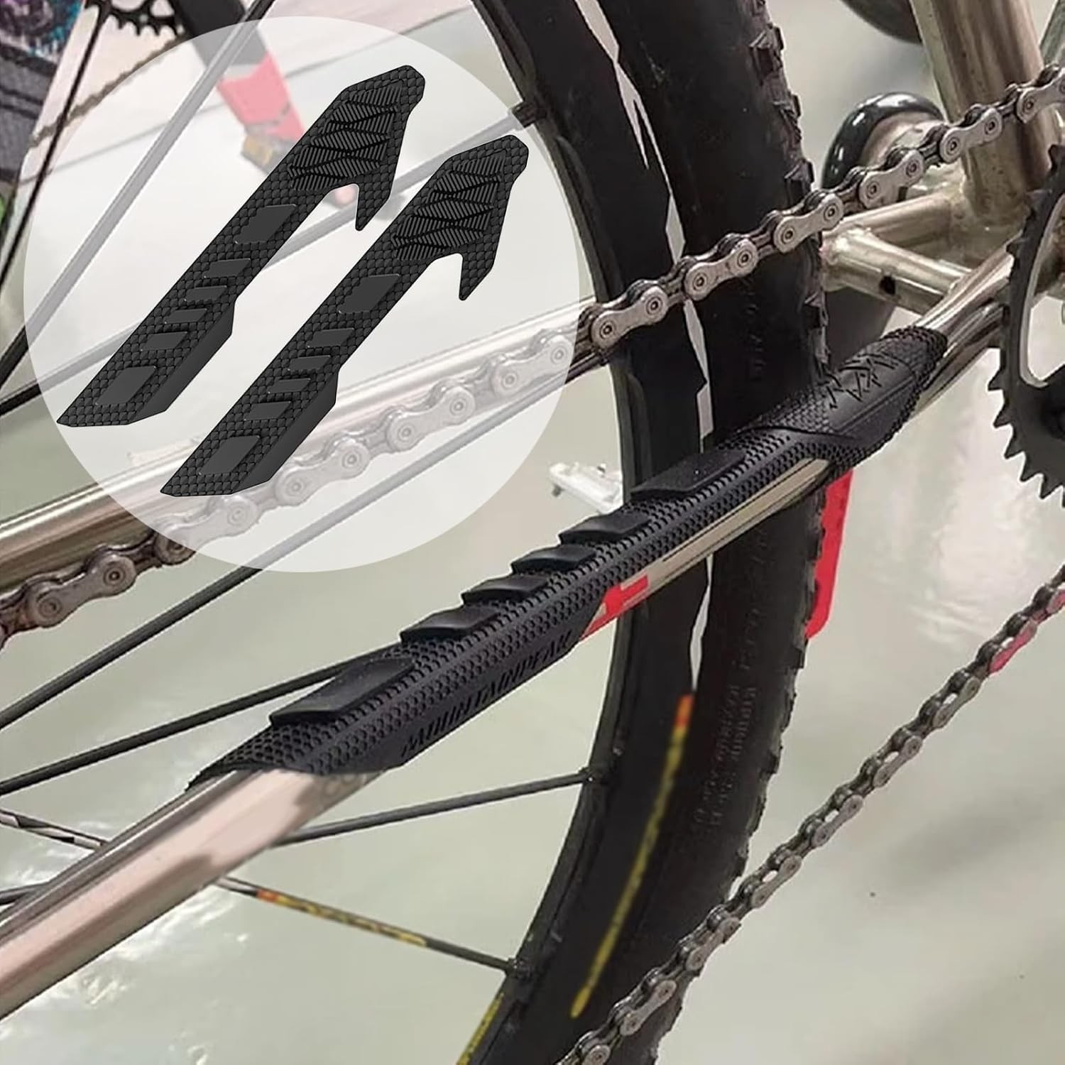 Bike Frame Protection Pad – 2 x Silicone Chainstay Guards with Strong Adhesion