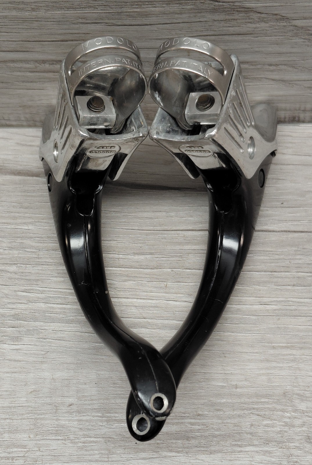 Vintage Modolo Drillium Brake Levers F/R Set Dual Cable Non-Aero Silver/Black