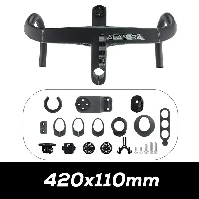 380-440mm Carbon Road Bike Internal Wiring Integrated Bar with Comput Holder
