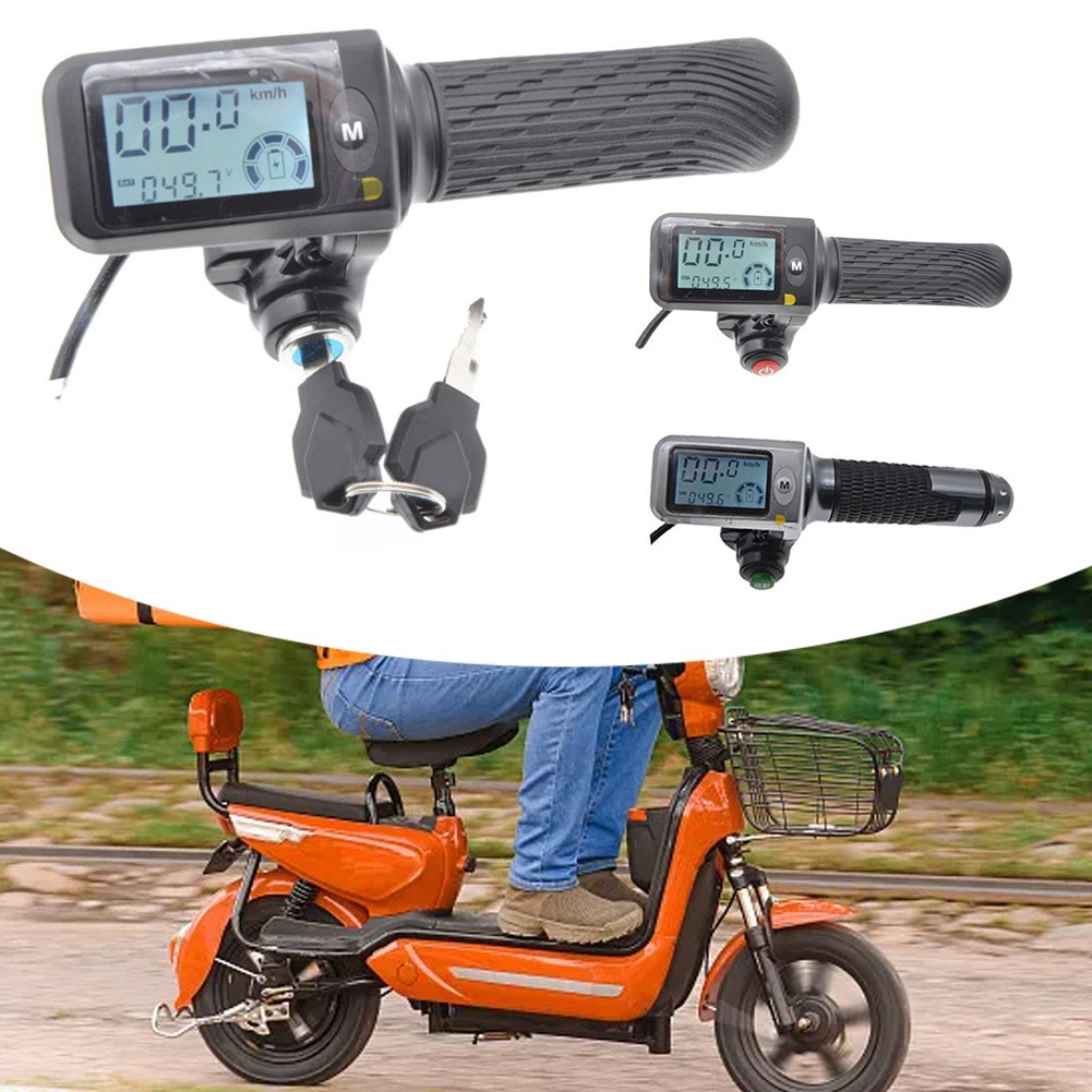 Throttle Grip Set For EBike With Larger LCD Display 36V 48V 60V 6 Pin 8 Pin