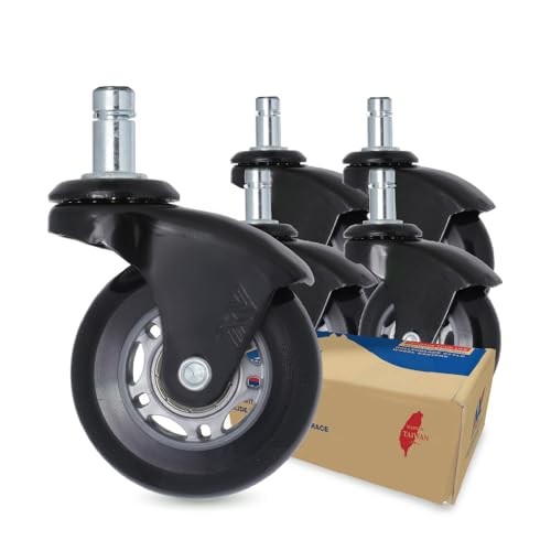 2.5″ Office Chair Wheels Replacement, in 2.5 inch Black Bracket Grey/Black