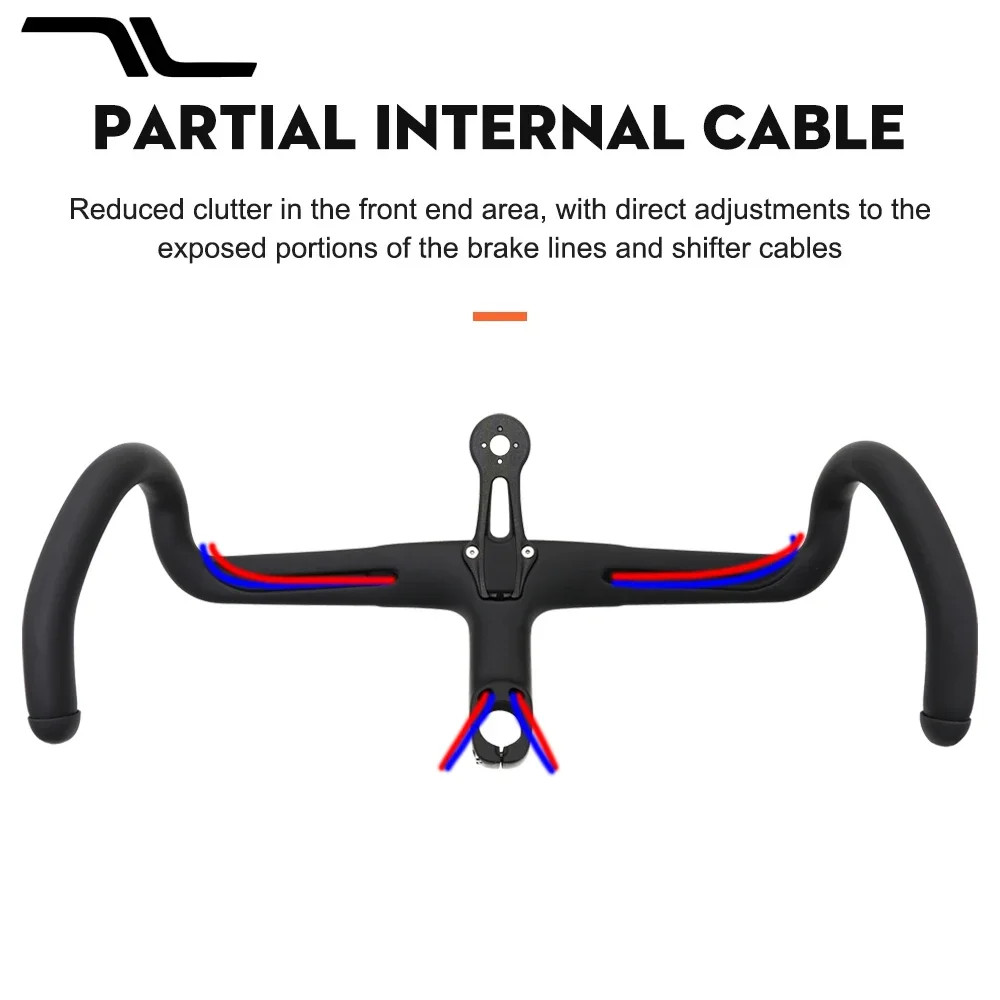 -7 Degree Carbon Integrated Road Bike Cockpit Full Internal Routing 28.6mm Clamp