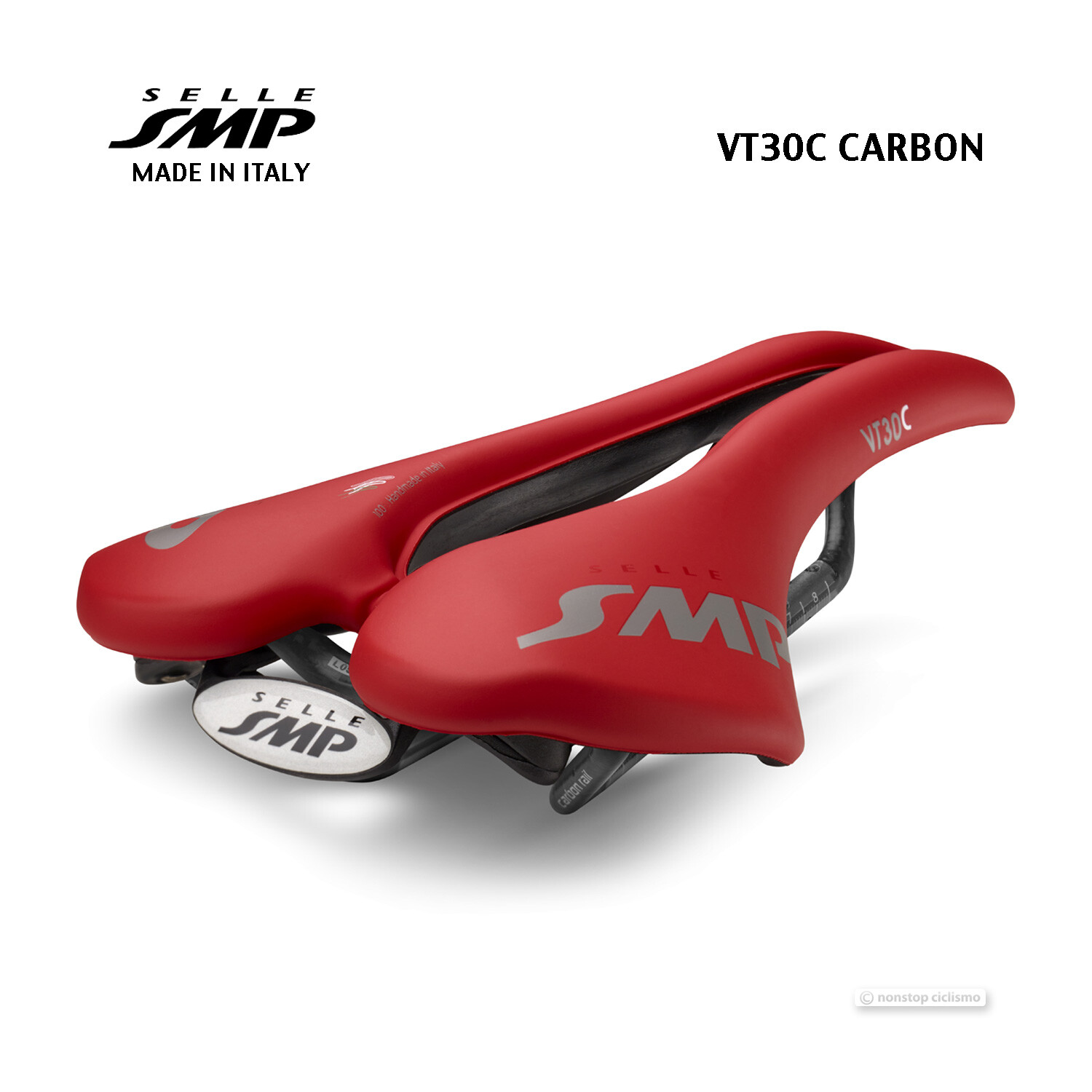 NEW Selle SMP VT30C CARBON Saddle : VELVET TOUCH RED – MADE IN iTALY!