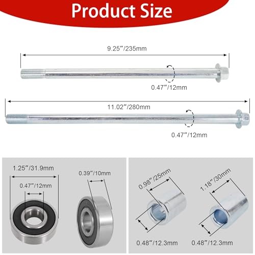 12mm 270mm Mini Bike Rear Axle and 225mm 12mm 270mm Rear 225mm Front Axle