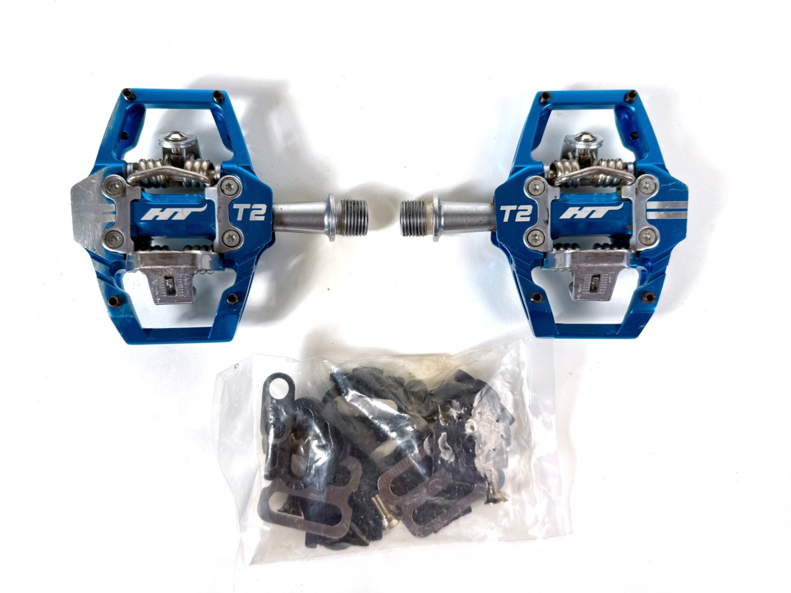 HT Components T2 Enduro Race Mountain Bike CrMo Clipless Pedals + new cleats MTB