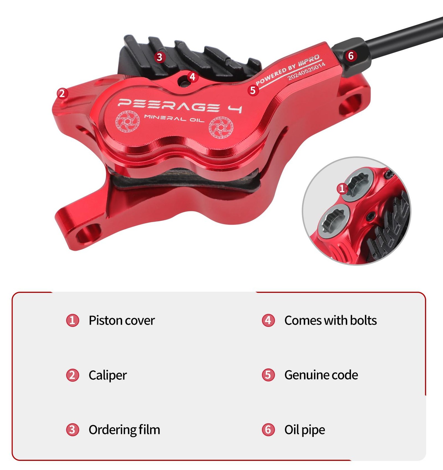 Iiipro Mtb Four Piston Hydraulic Disc Brake 800mm/1550mm Ultra-light Cnc Fully I