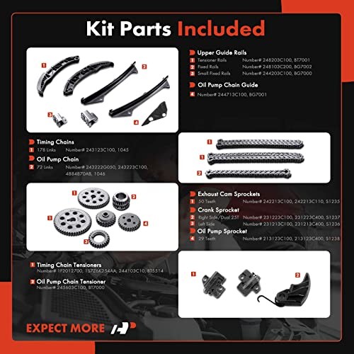 19PCS Engine Timing Chain Kit W/Tensioner & More – DOHC 6Cyl 3.3L 3.5L 3.8L