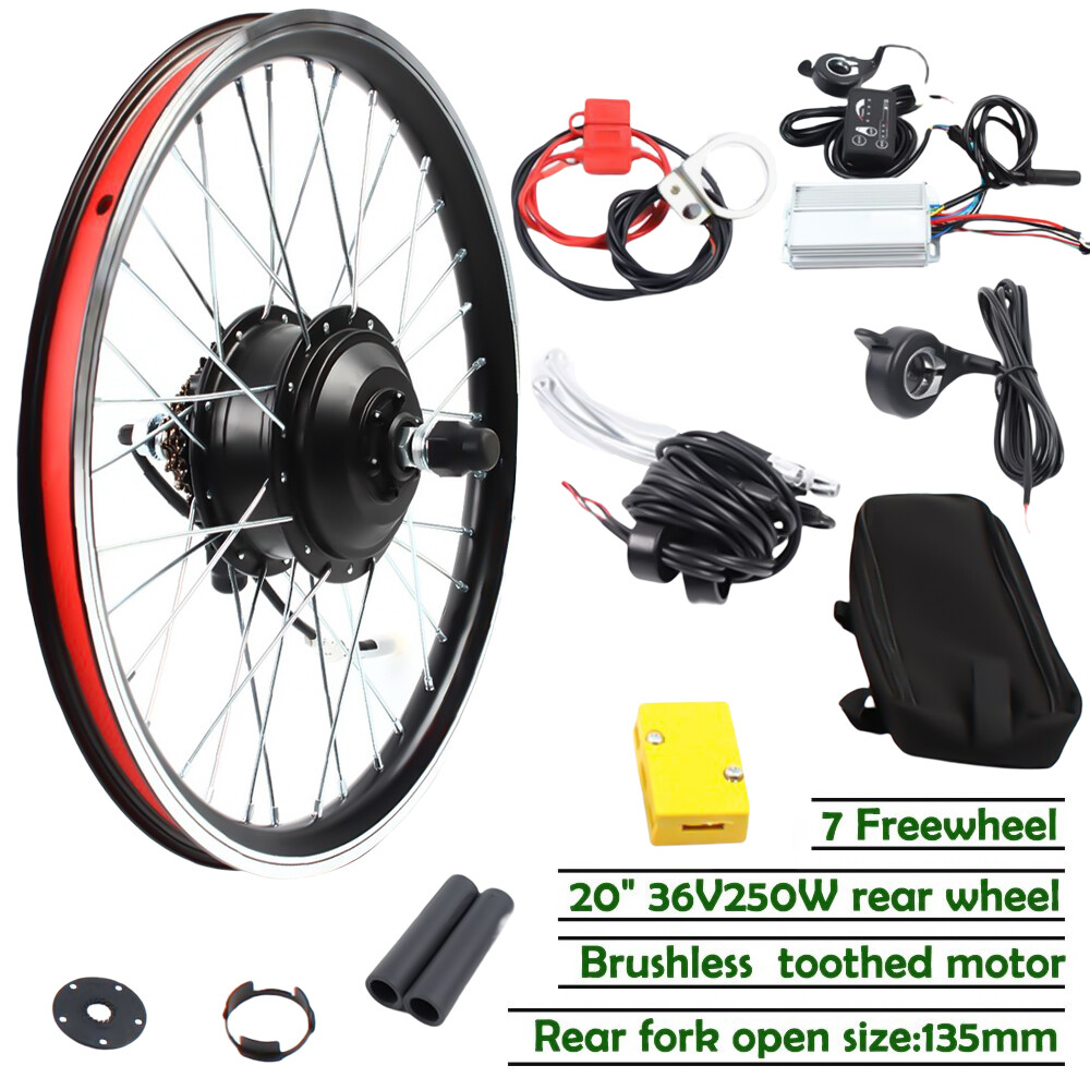 36V 250W 20″ Rear Wheel Electric Bicycle Motor Kit Ebike Cycling Hub Conversion
