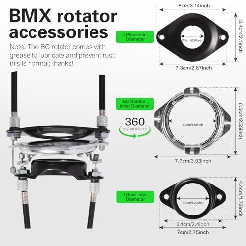 BMX Bike Gyro Brake Cables Front + Rear (Upper + Lower) with Spinner Rotor