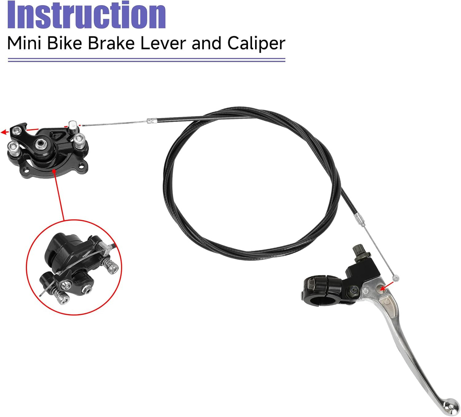 Mini Bike Brake Lever 180Mm Disc Brake Rotor + Rear Brake Caliper Replacement fo