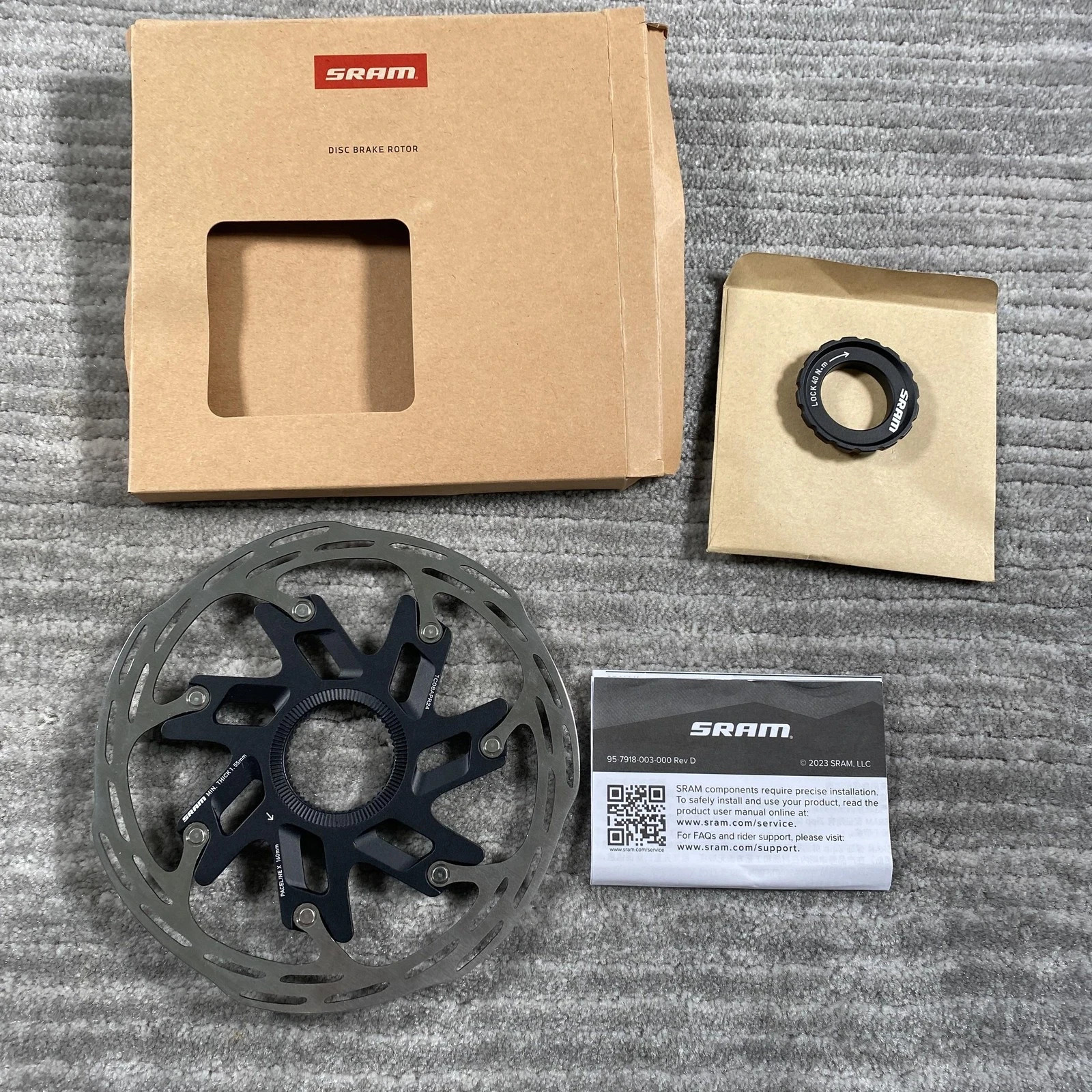 SRAM Paceline X Disc Brake Rotor 160mm Center Lock Silver Black MTB Road Bike