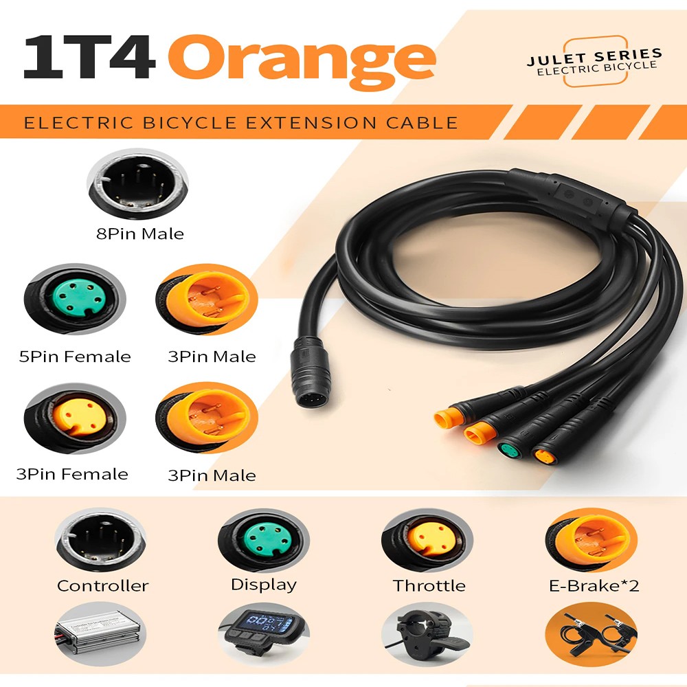 1T2/1T4/1T5 Julet E-bike Waterproof Connecting cable Controller Light Cable NEW