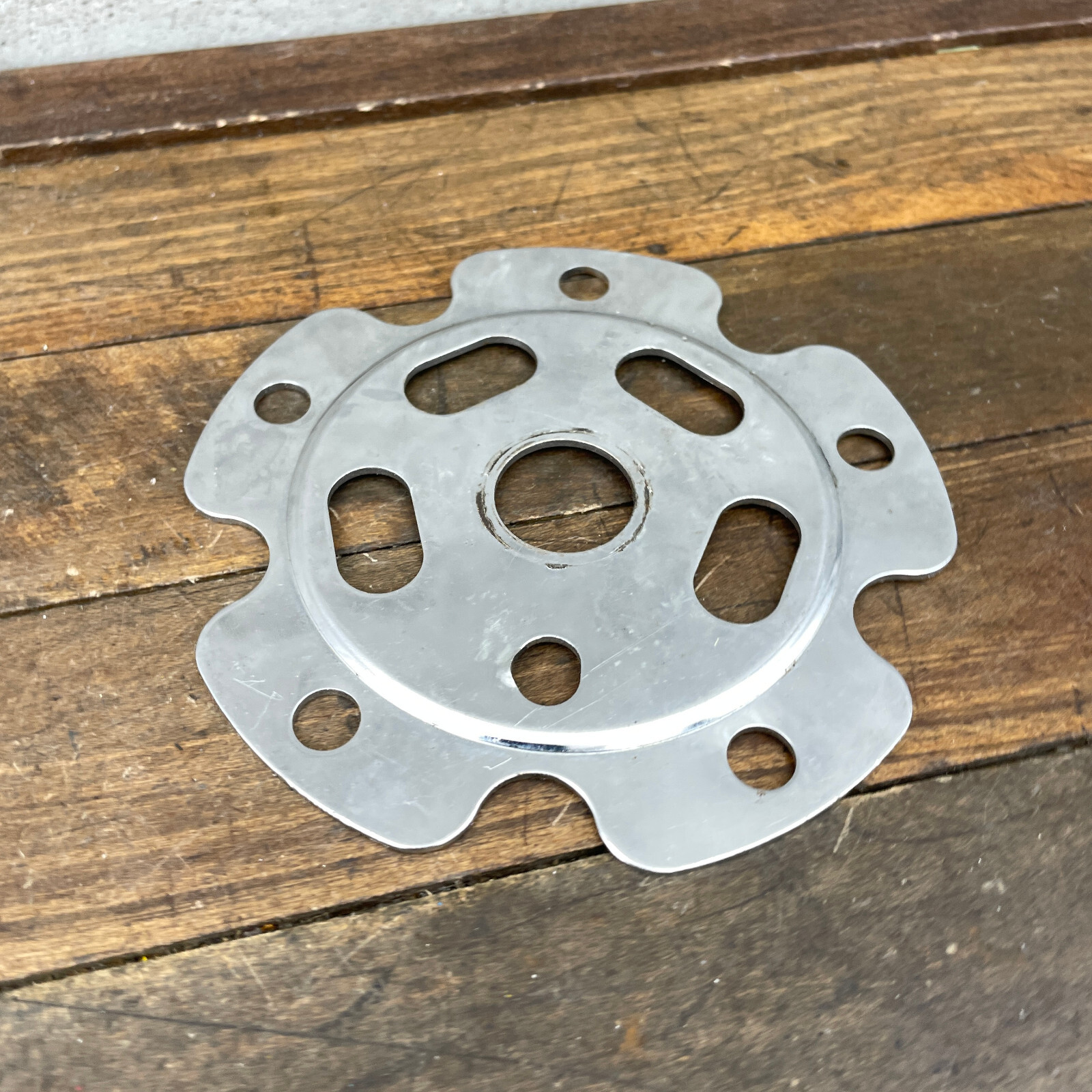 Old School BMX Power Plate Spider Chrome Disc 110 OG 80s Silver Freestyle