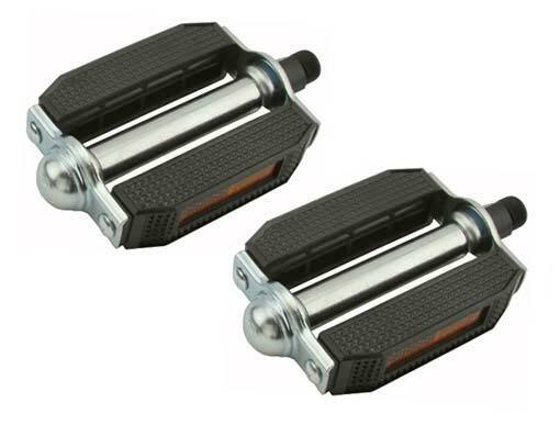 ABSOLUTE BICYCLE BLOCK PVC PEDALS 507 IN BLACK/CHROME COMPATIBLE WITH 9/16 CRANK