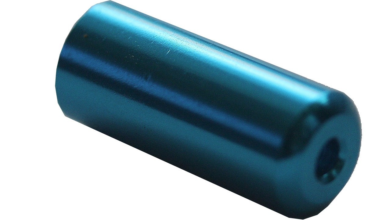 4 Blue / Turquoise Erdmann Aluminium End Caps for 4.5mm Bowden Cable Sleeves