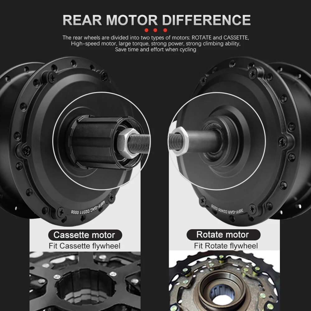 E-bike Motor 36V 48V 250W 350W 500W Front/Rear Brushless Gear Hub Motor Wheel