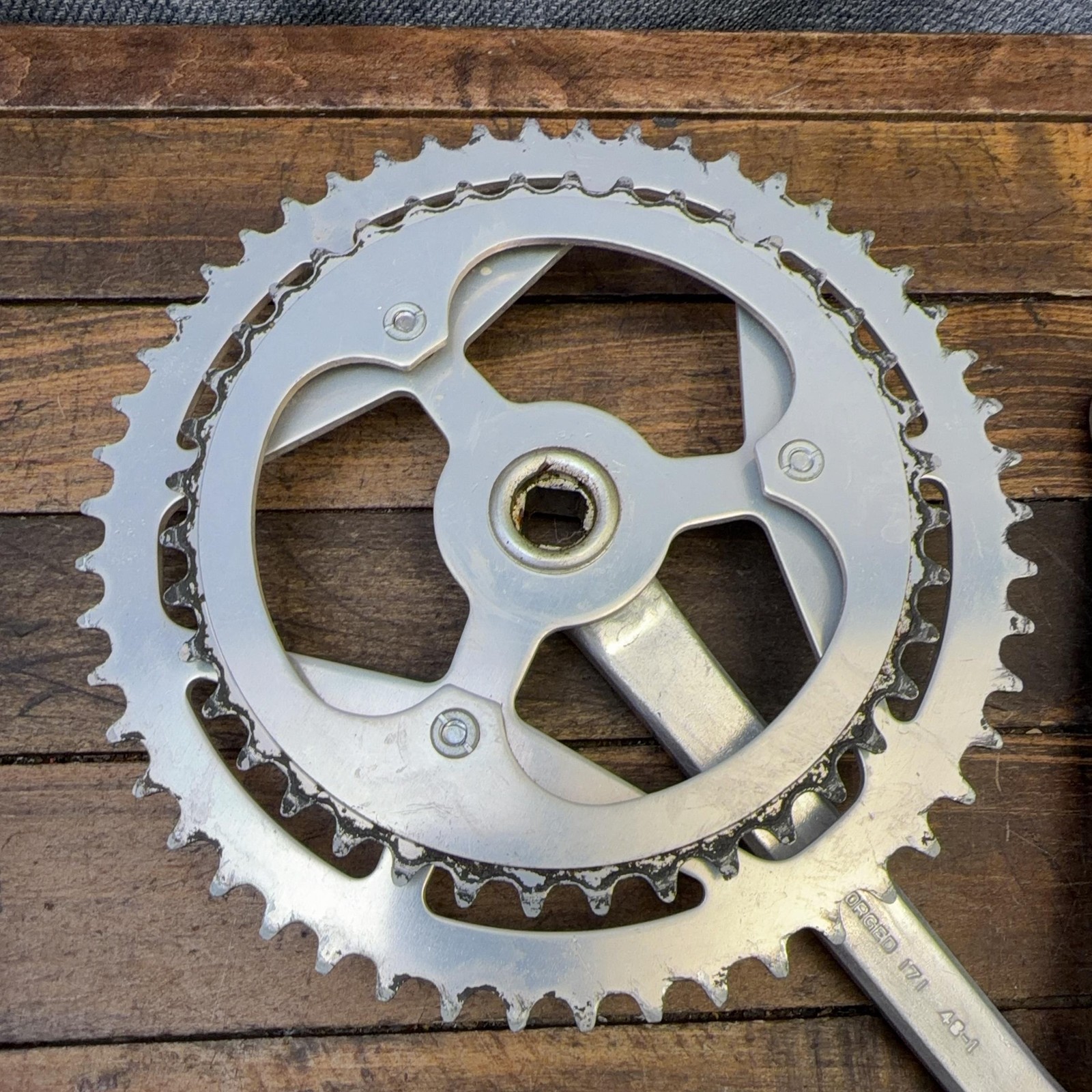 Vintage Sugino Maxy Crank Set Double 171 Mm Road Bike Square Taper Forged 70s