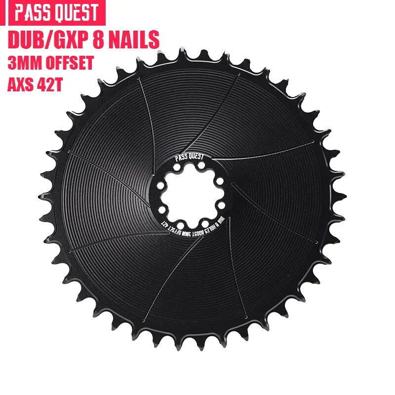 PASS QUEST Bicycle Chainring 3mm Offset Direct Mount For FORCE 8-Bolt AXS38T-54T