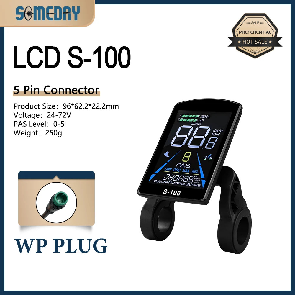 Electric Bike Display LCD Display Control SM/Waterproof Connection Plug 24V-72V