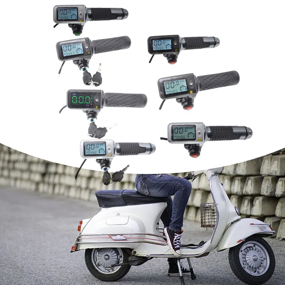 Throttle Grip Set For EBike With Larger LCD Display 36V 48V 60V 6 Pin 8 Pin