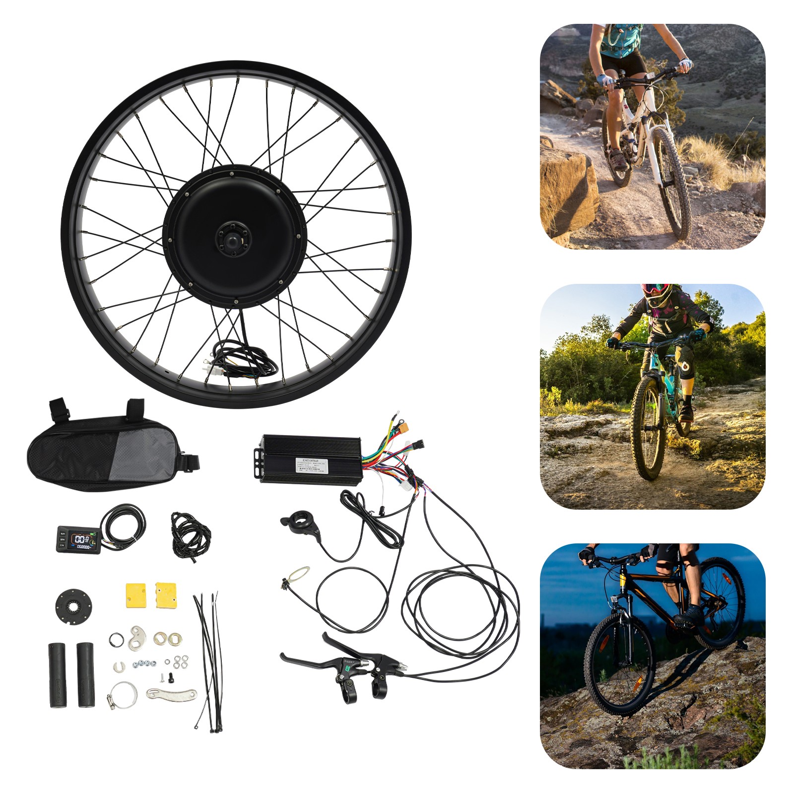26″ 48V 1500W Electric Bicycle Motor E-Bike Front Wheel LCD Conversion Kit NEW