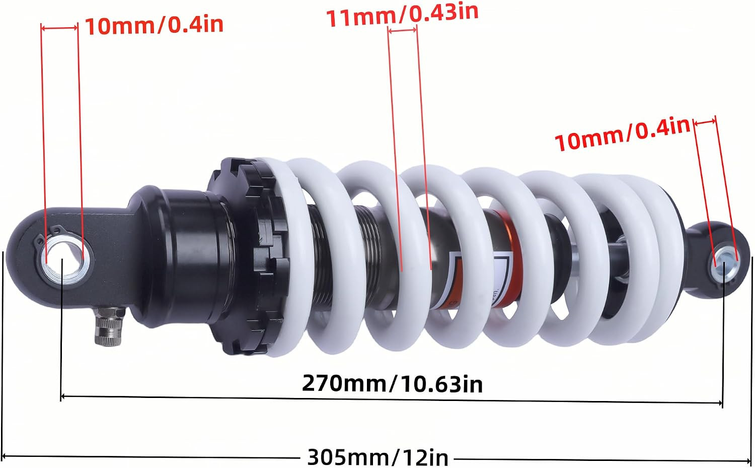 270mm 10.6″ Rear Shock Absorber, 11mm Heavy-Duty Spring Max Load 600 lbs for Coo
