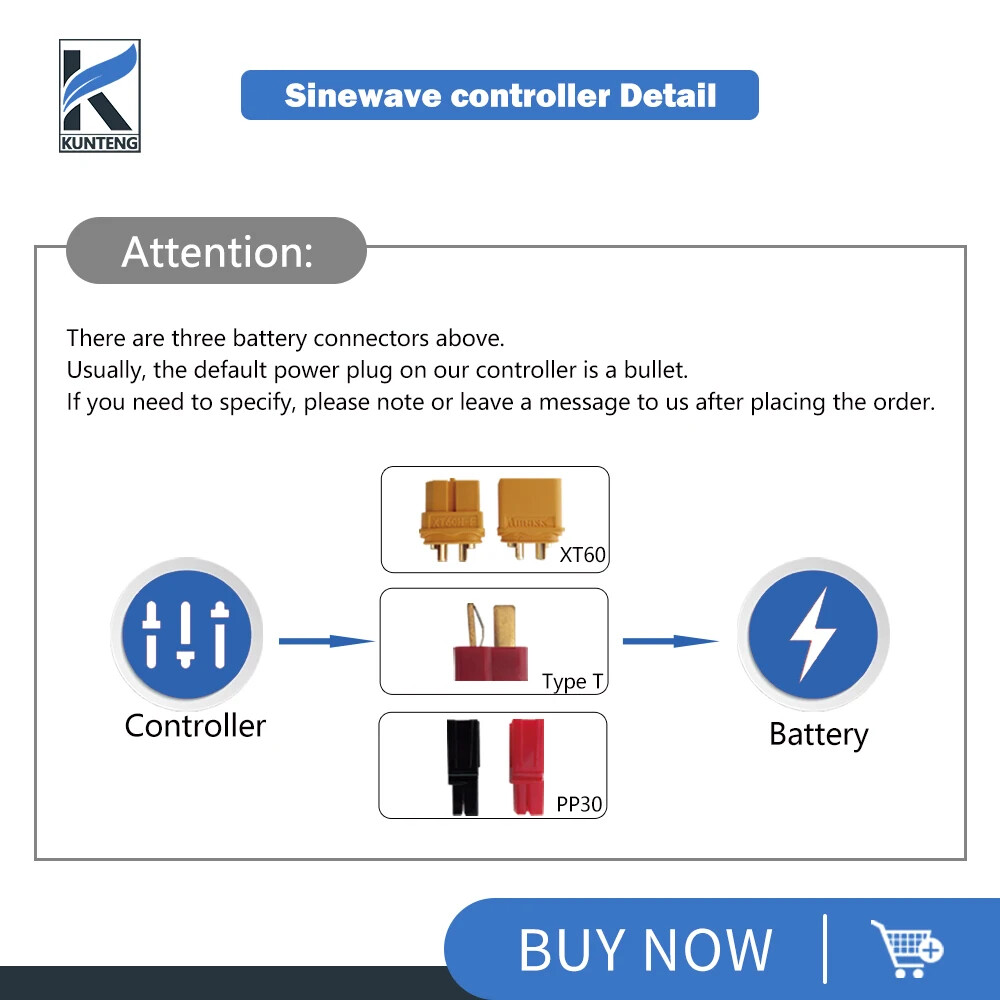 E-bike KT Controller 36 48V 250-1000W Sinewave SM/WP Plug Controller with Light