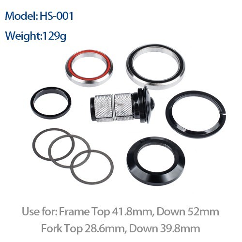 Bicycle Headset Threadless 1-1/8 to 1-1/2 Tapered Head Tube MTB Road Frame