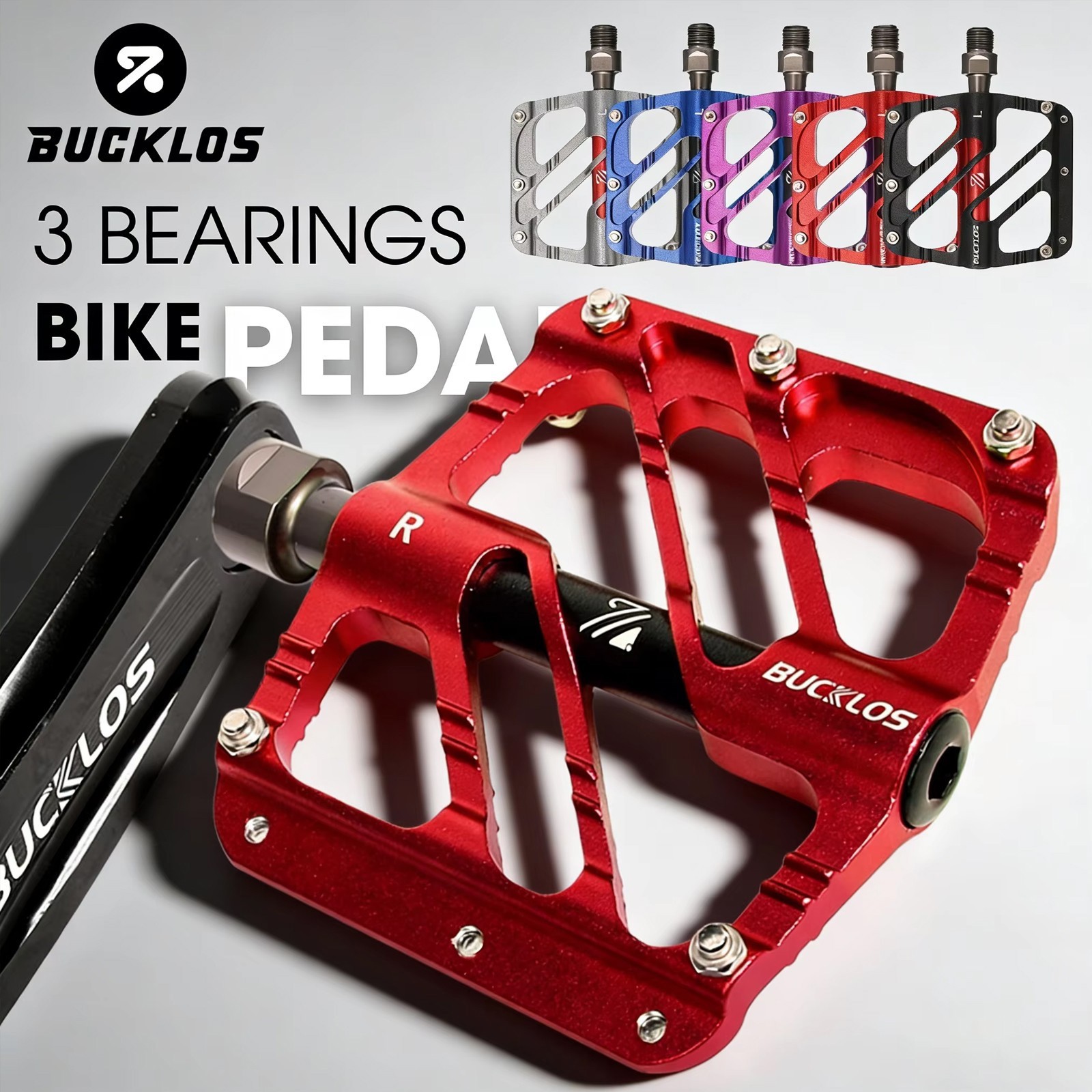 3 Bearings Bicycle Pedals Aluminum Mountain BMX Pedal 9/16» Flat Platform Pedal
