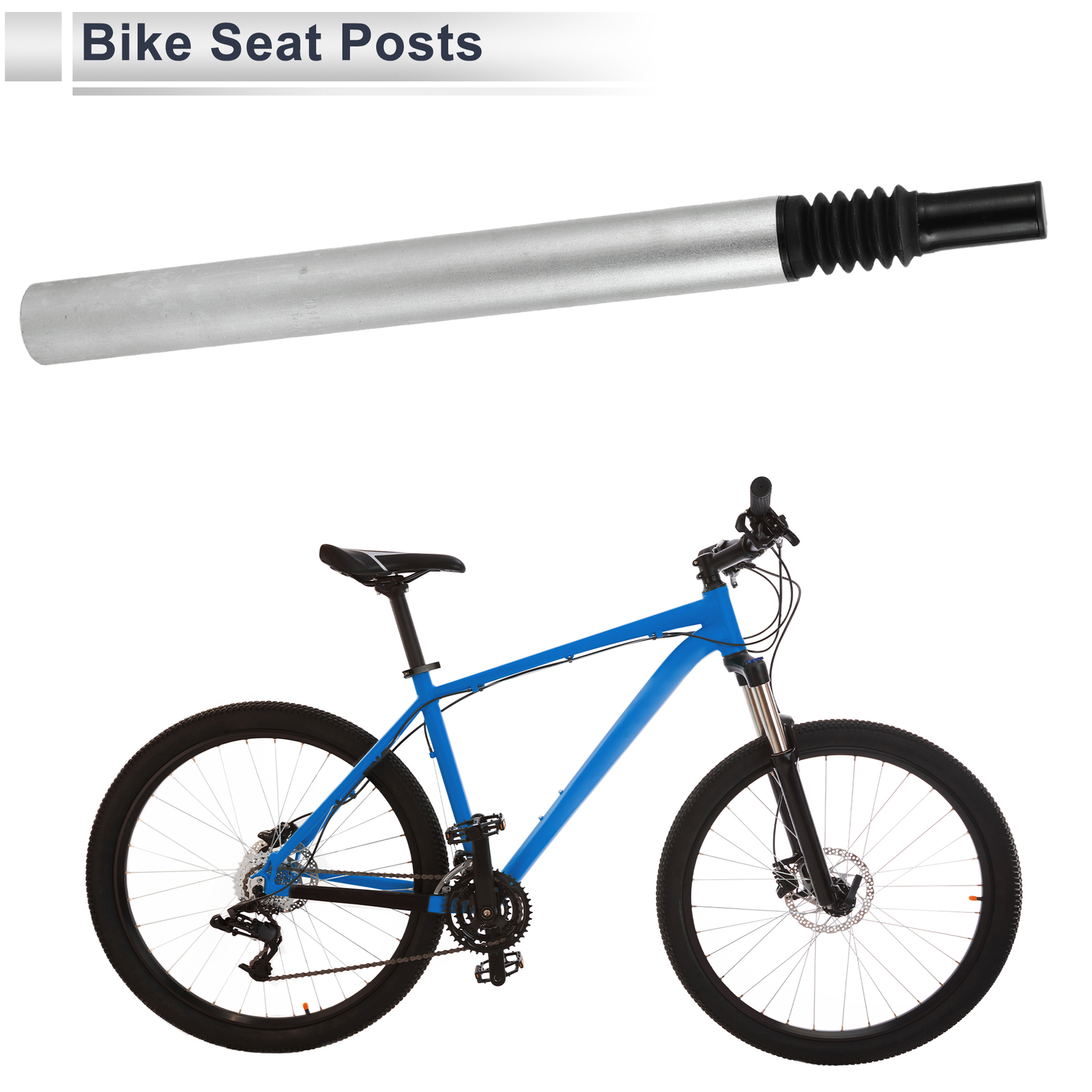 Bike Seat Posts 33.9x400mm Shock-absorbing Post Seat Silver Tone Aluminum Alloy