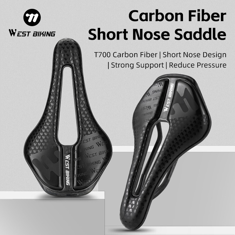 WEST BIKING Carbon Fiber Leather Bicycle Saddles Mountain Bike Road Bicycle Seat