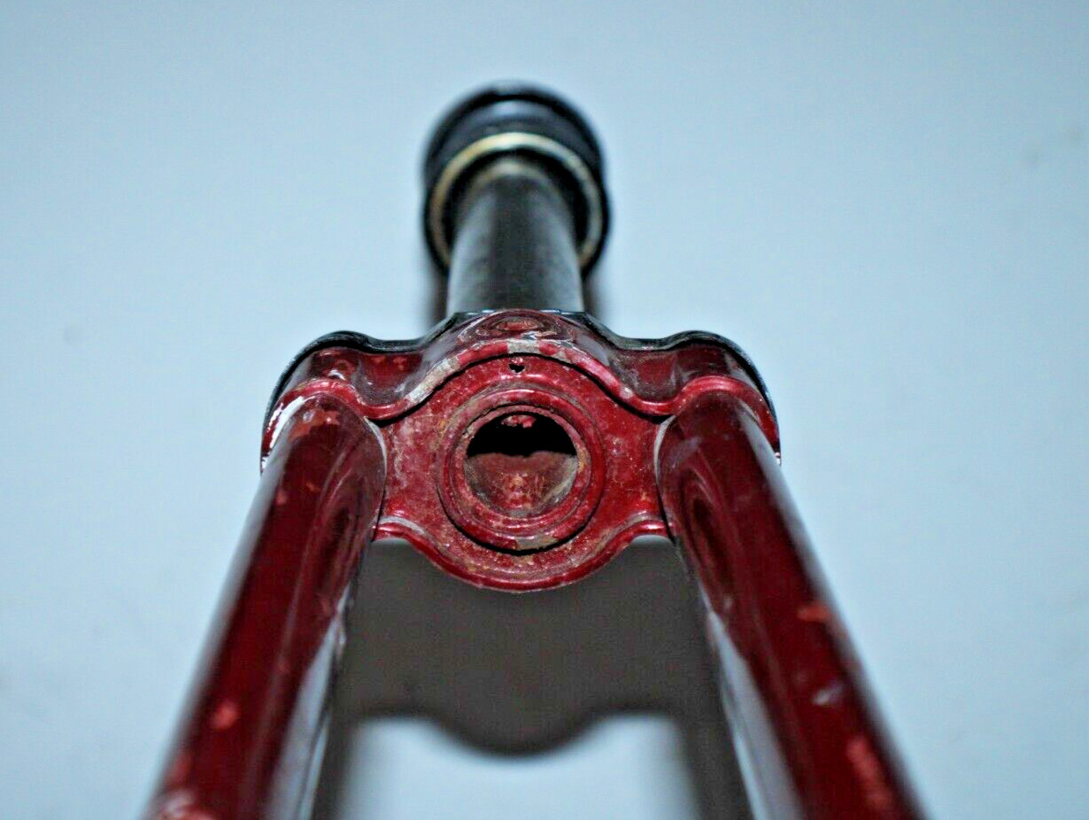 Vintage Road Bike Fork 27″ 1″ Threaded 200mm Red Lugged Steel Fast USA Shipper