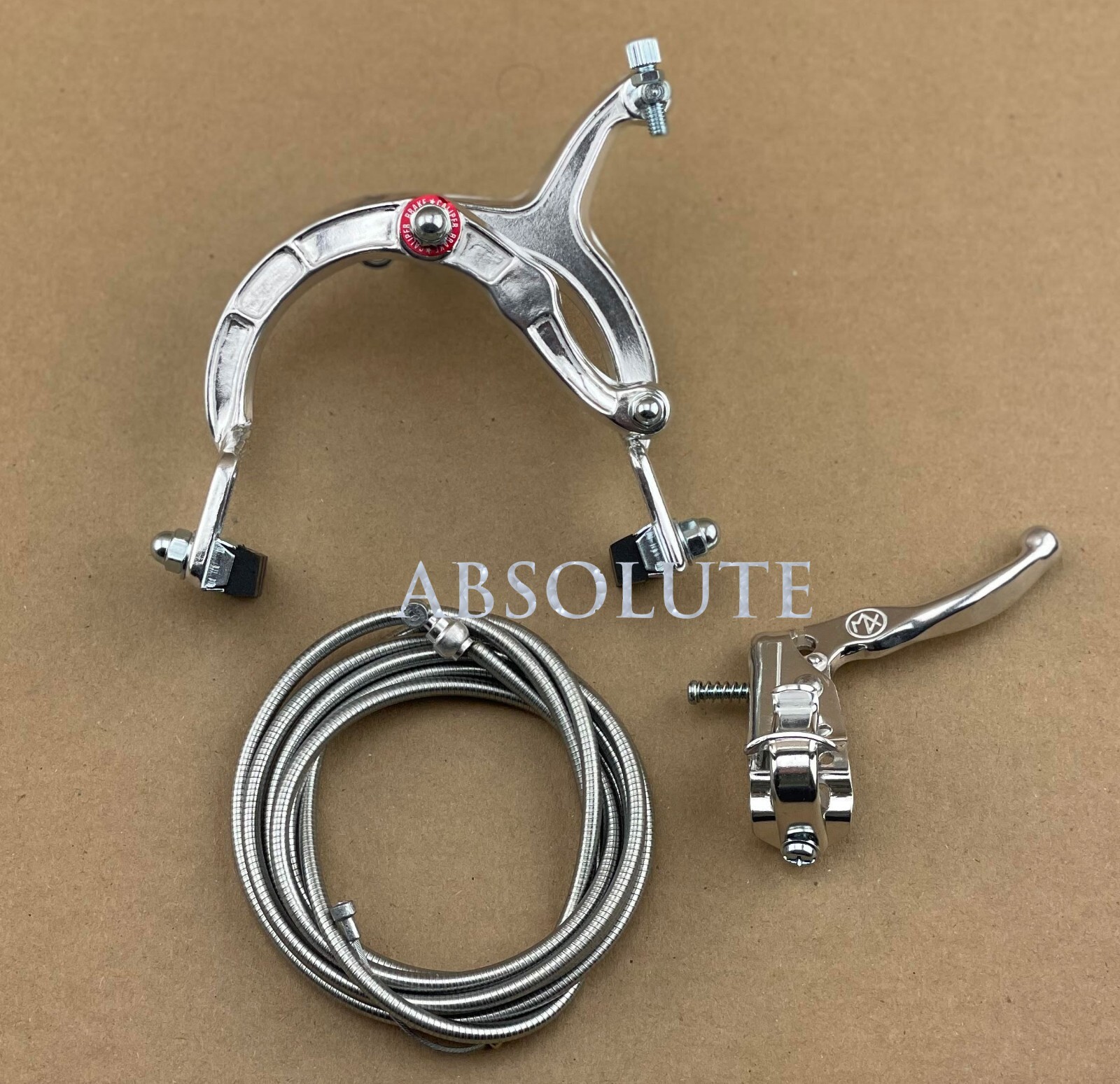 ALL SILVER OLD SCHOOL BMX BIKE MX REAR BRAKE LEVER CABLE CALIPER CRUISER BICYCLE