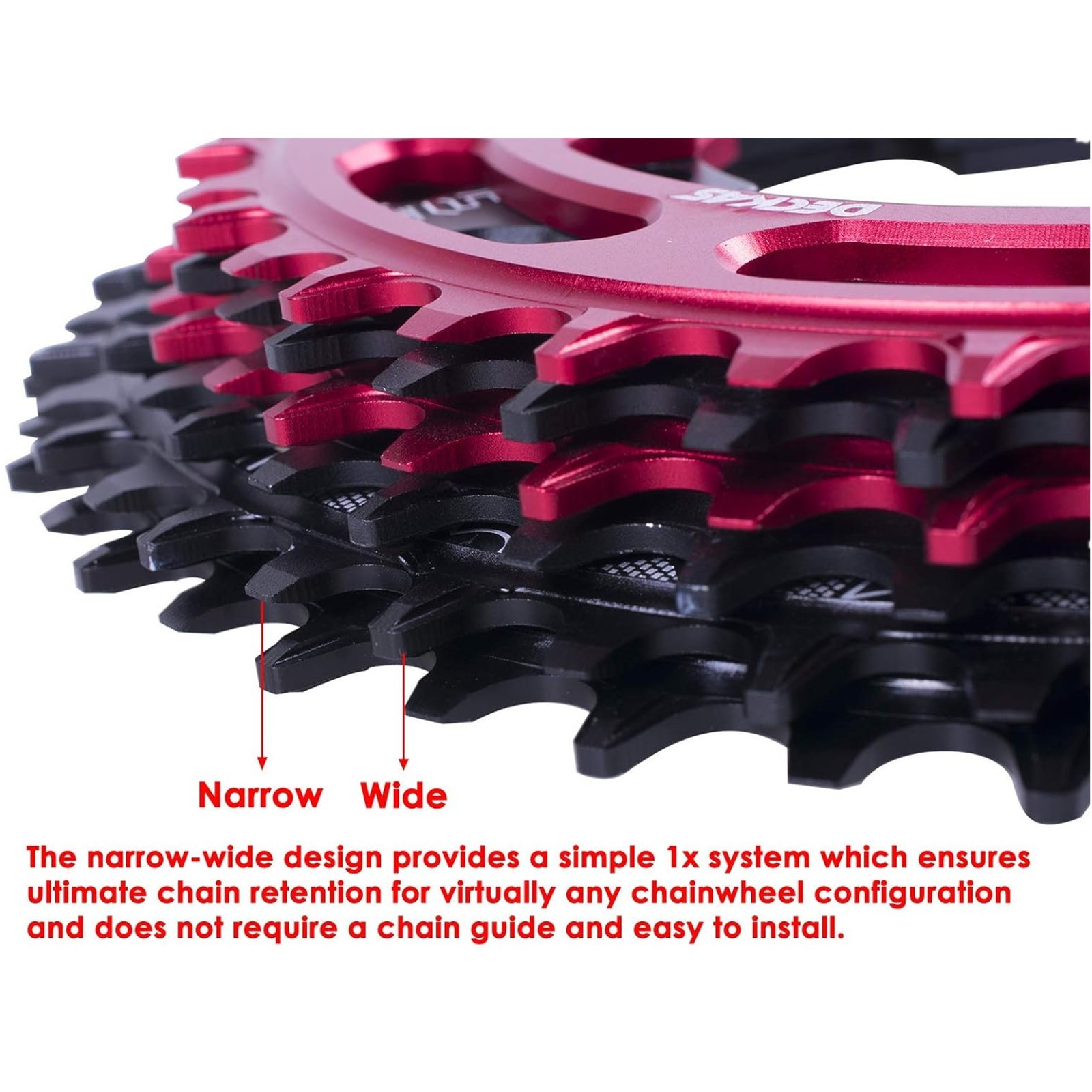 104BCD Narrow Wide 1X Chainring 48T Round CNC for 7-12S MTB,Red