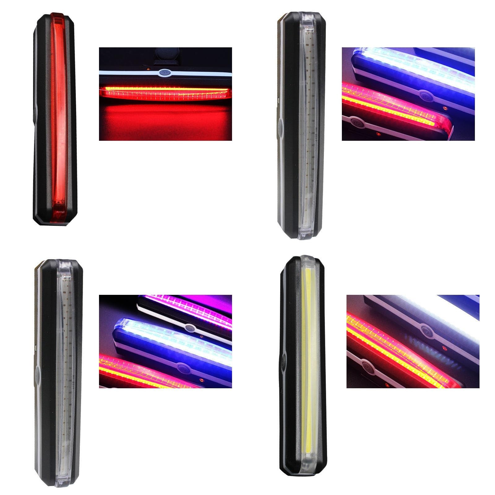 Rechargeable LED Tail Light for Road Bikes Rear Mount 3.93×0.7in Night Safe
