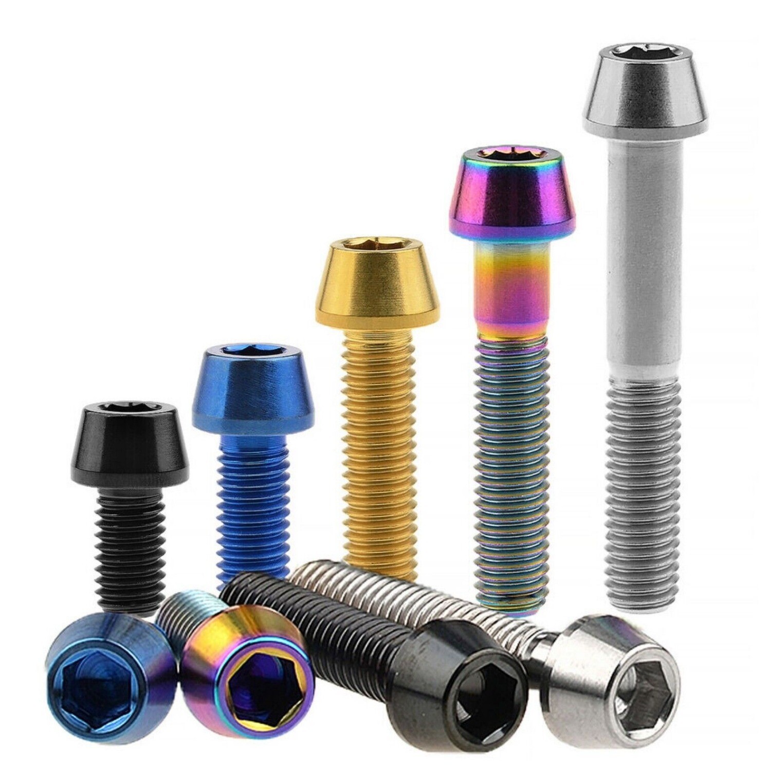 M8 Titanium Ti Taper Cone Socket Allen Bolt 15 20 25 30 35 40 50 x 1.25mm thread