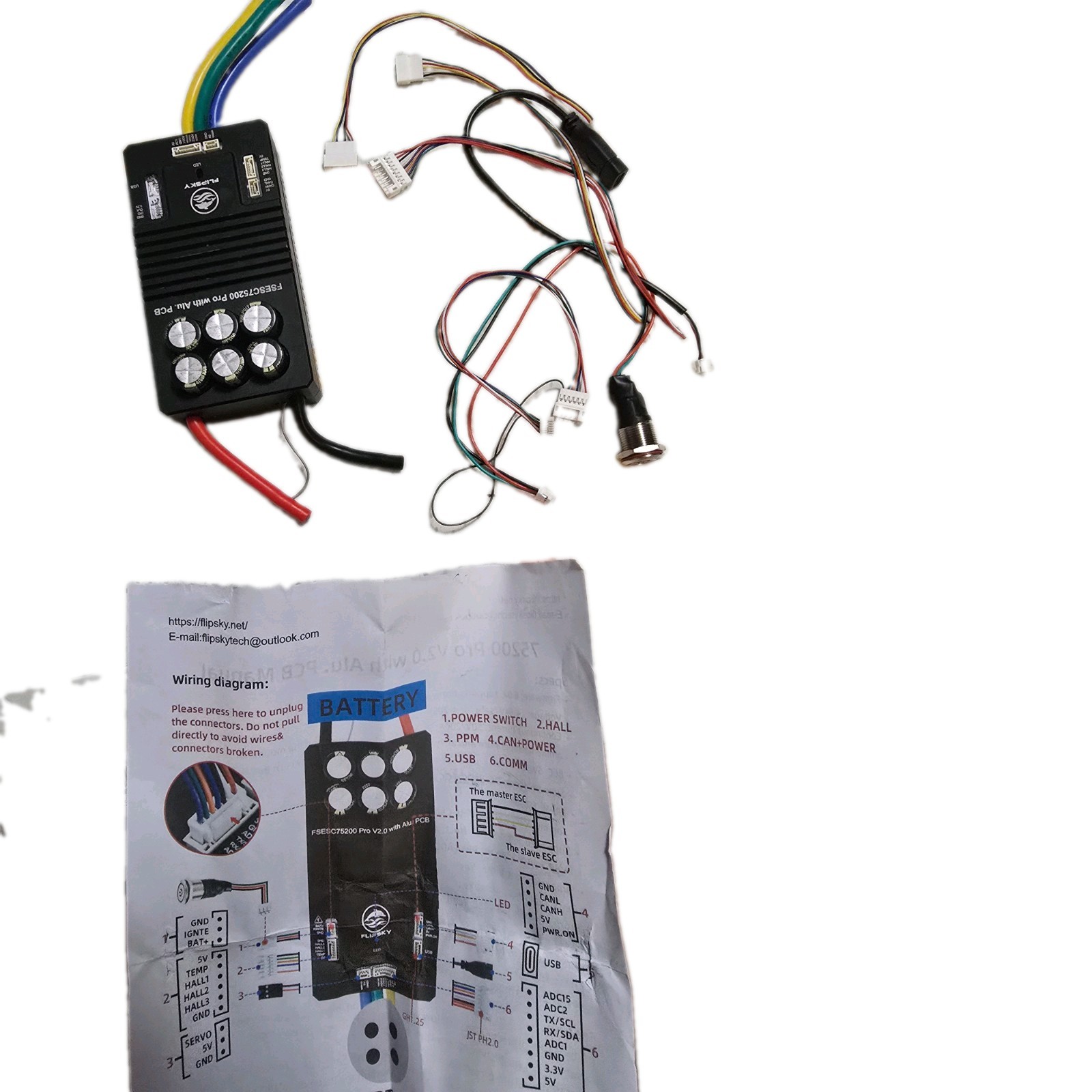 FLIPSKY FSESC75200 Pro V2.0 75V Electric Controller Aluminum Case Power Switch