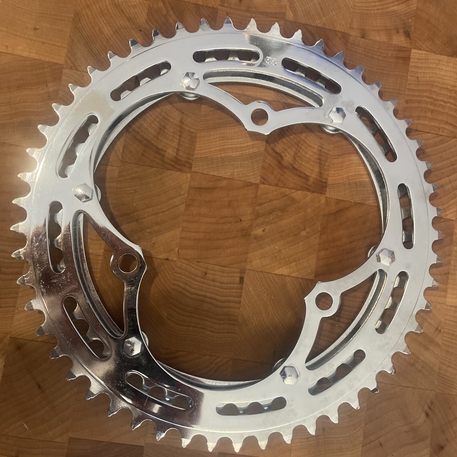 Vintage New-Old-Stock NERVAR CHAINRING SET 53/46T • 3-Arm • Chromed Steel. (NJ)