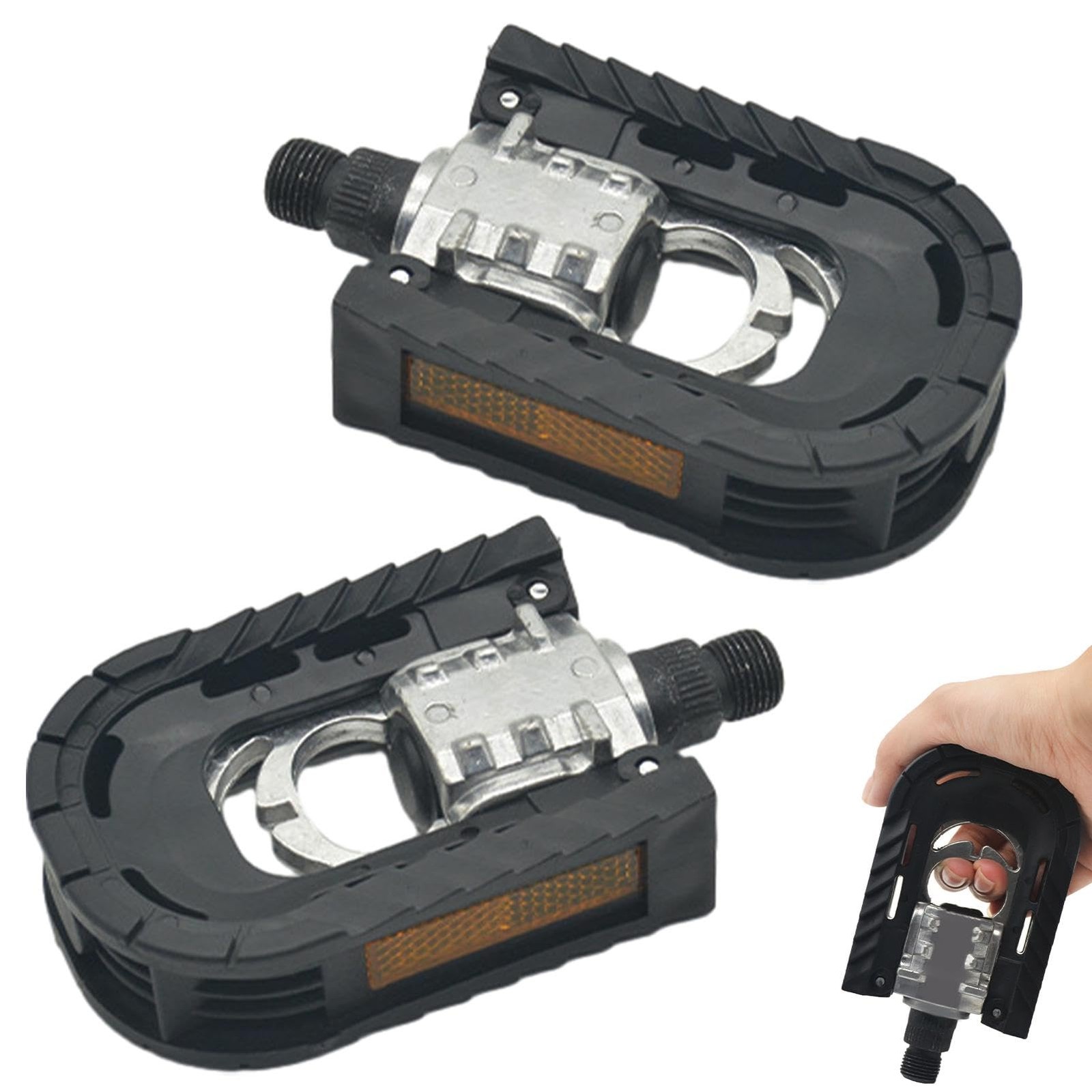 Folding Aluminum Bike Pedals with Reflective Strips for MTB & E-Bikes